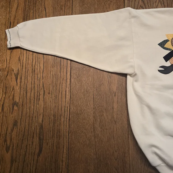 Sunflower Patchwork Embroided Hem Crewneck Granny Sweater Cottagecore - Picture 6 of 11